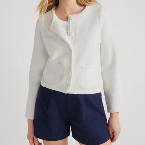 Free Assembly Women' Crochet Trim  Sweater with Long Sleeves Textured Cardigan